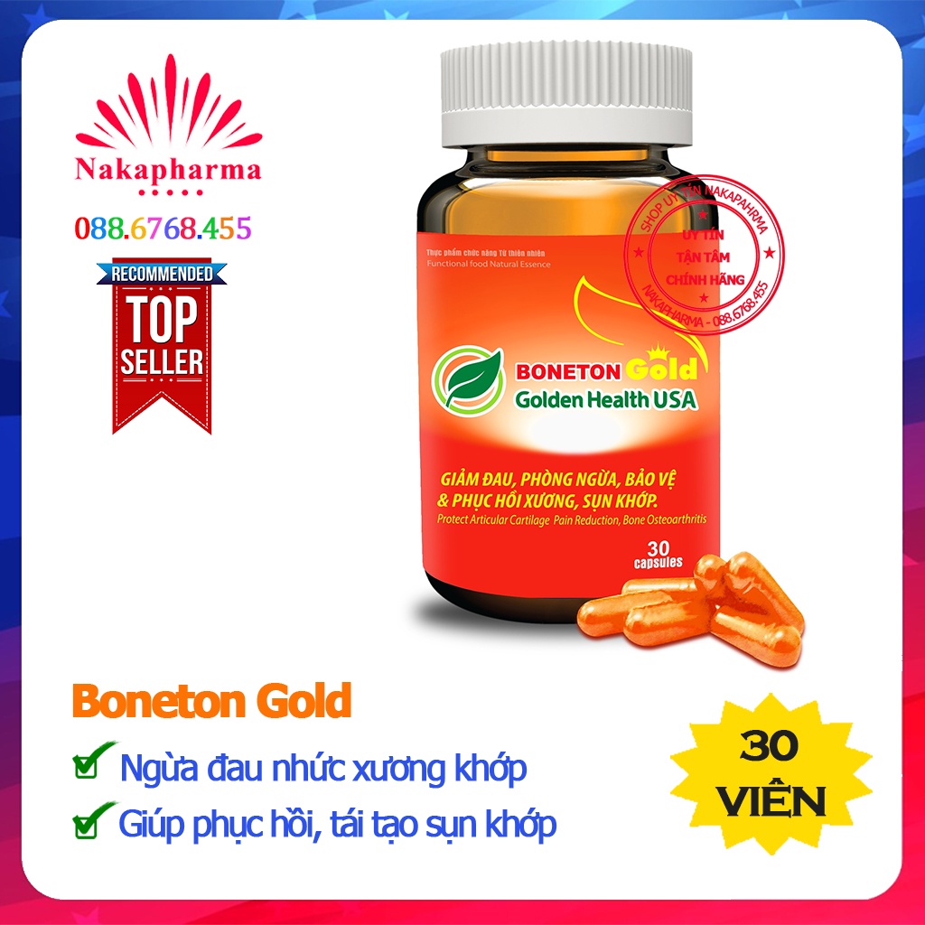 Boneton Gold Golden Health USA – Giúp tái tạo sụn khớp, giảm bớt đau mỏi vai gáy, thoái hóa cột sống, tốt cho người già