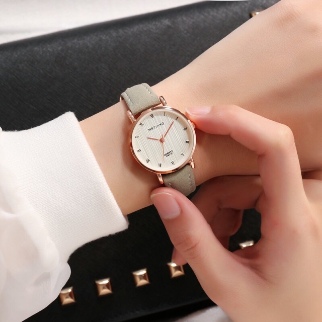 Đồng hồ nữ MSTIANQ dây da lộn 5 màu siêu xinh | BigBuy360 - bigbuy360.vn