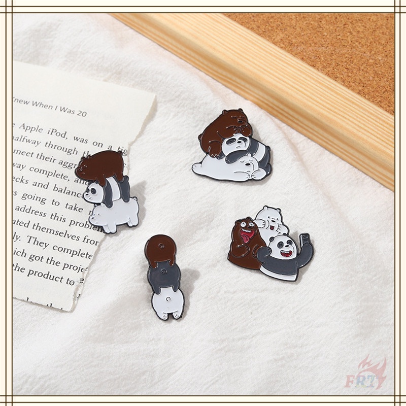 ★ Ghim Cài Áo Hình we bare bears - ice bear / grizzly / panda ★ 1 Huy Hiệu Gài Áo Hình Nhân Vật Hoạt Hình doodle