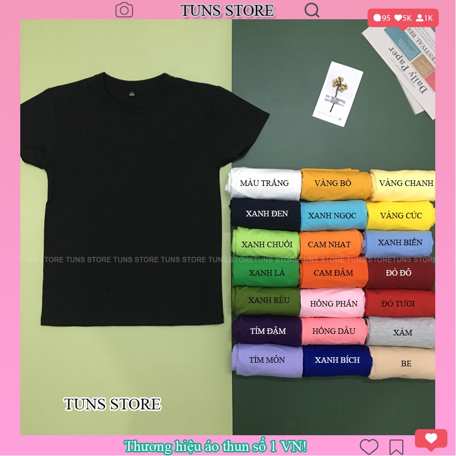 Áo Thun Trơn Nam Nữ Basic Tee Ngắn Tay Vải Cotton Thoáng Mát - TUNS STORE