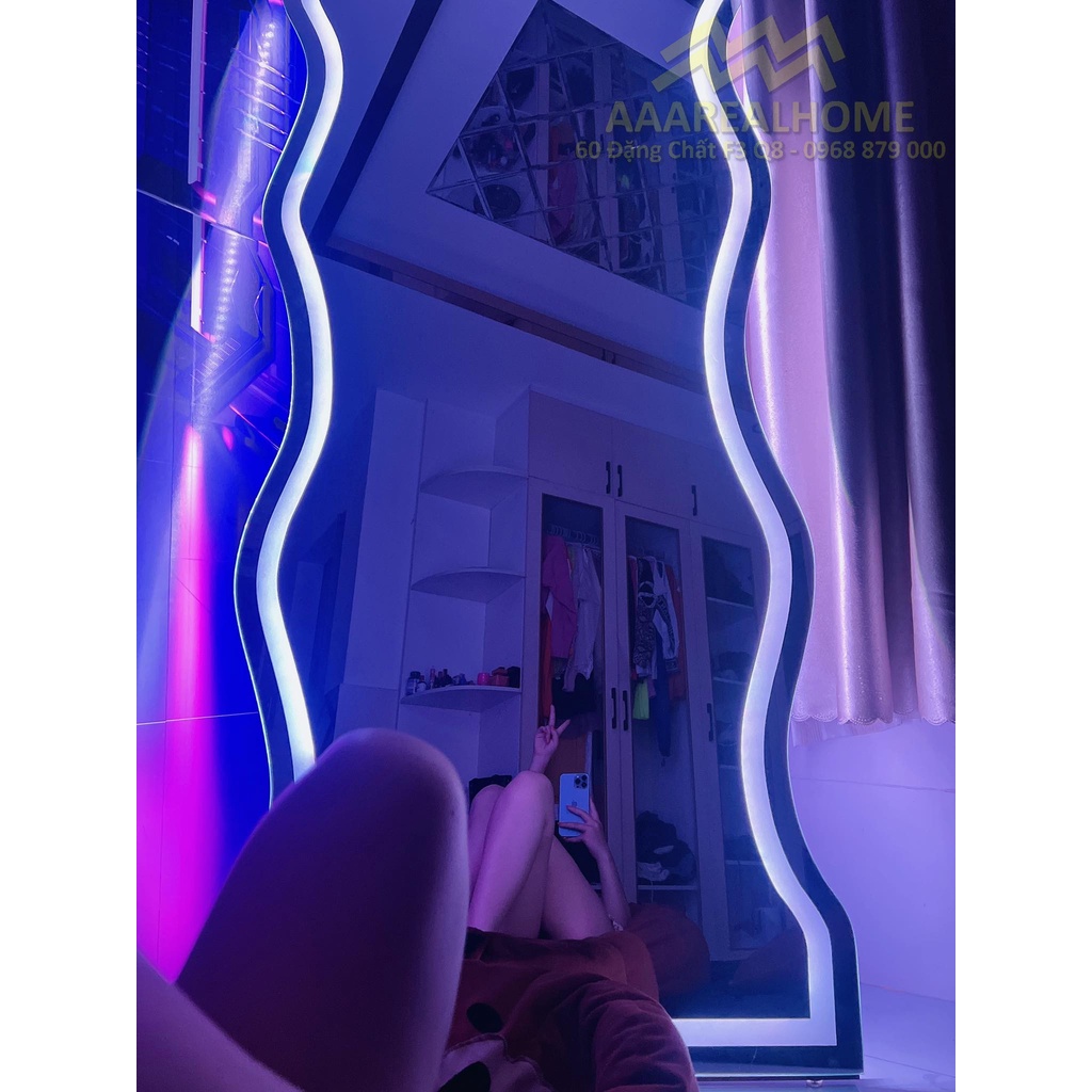 80x180cm Gương soi sóng biển đèn led Gương sóng biển đèn led Gương soi lượn sóng Gương soi toàn thân đèn led SB1
