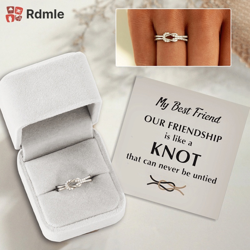 Nhẫn Tình Bạn Đính Đá Zircon Hình Thắt Nút Tình Bạn / Trái Tim Làm Quà Tặng Sinh Nhật / Giáng Sinh Cho Bạn Nữ