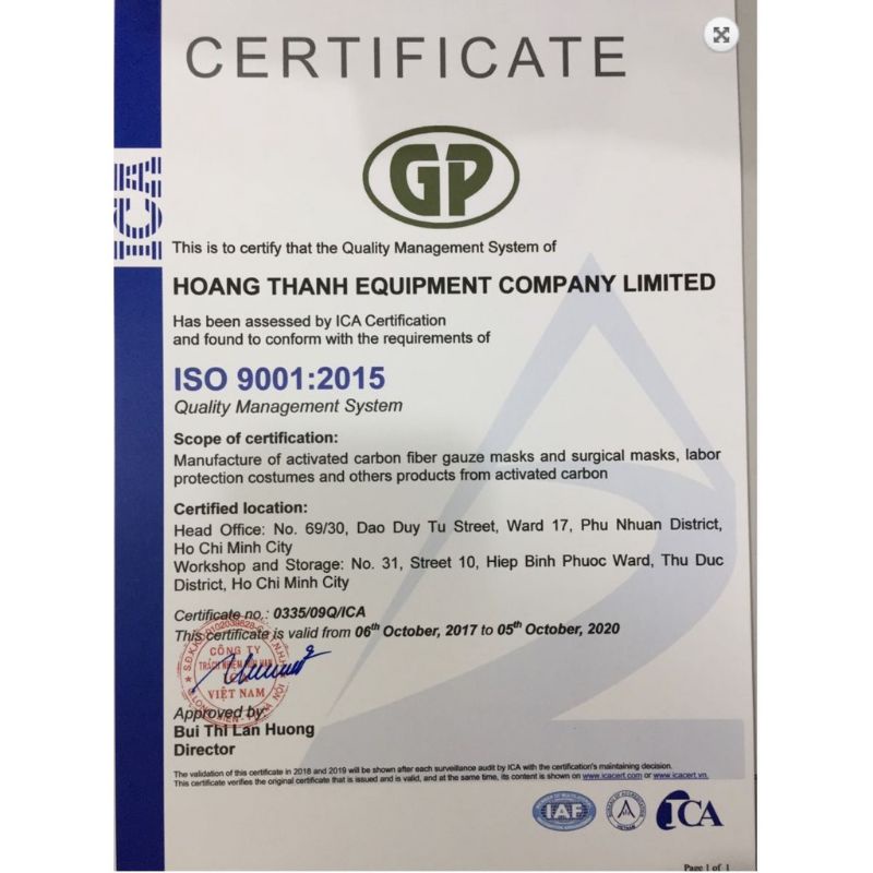 Khẩu trang vải  than hoạt tính GP EXTREME Hoàng Thanh