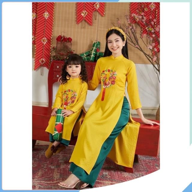Áo dài cách tân mẹ và bé siêu hót chất lụa mềm mịn giá tại xưởng ko qua trung gian