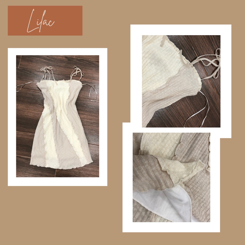 ❗️ 𝐋𝐈𝐋𝐀𝐂 - 𝐕𝐍𝐗𝐊 - 𝐃Ư 𝐗Ị𝐍 - 𝐆𝐈Á 𝐓Ố𝐓 ❗️ -Đầm Urban Len 2 Dây Sọc Viền Bèo