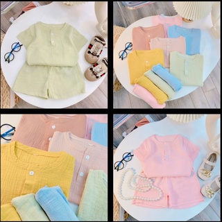 BỘ CỘC VẢI XÔ MUSLIN CHO BÉ TRAI BÉ GÁI MẶC HÈ 1 đến 5 tuổi