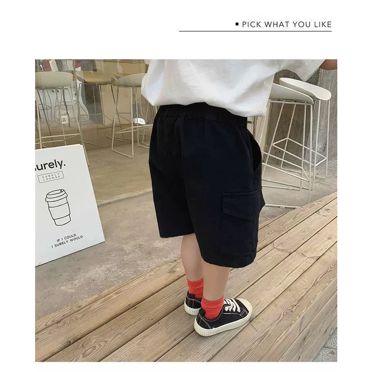 Quần Short Đùi Kaki Trơn Túi Hộp Cho Bé Trai &amp; Bé Gái Quần Sooc Xuất Hàn Cực Đep Cho Bé - Moobaby Shop