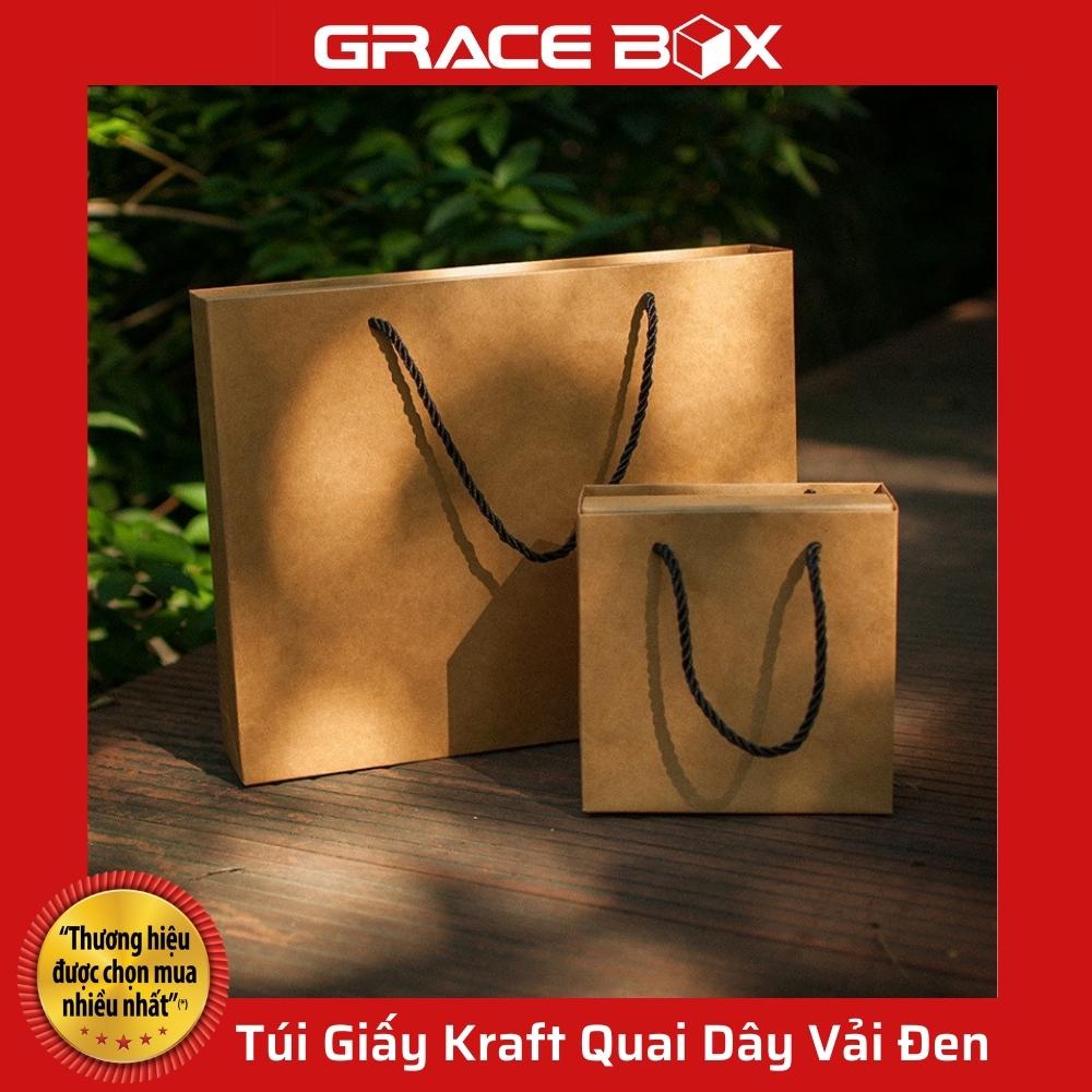 {Giá Sỉ} Túi Giấy Kraft - Quai Dây Vải Đen Thời Trang - Nhiều Size - Siêu Thị Bao Bì Grace Box