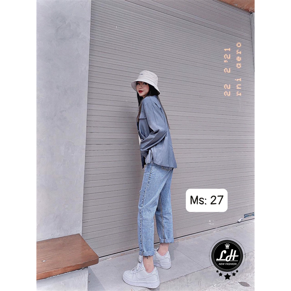 Quần baggy jean nữ rách gối 1 line Lê Huy Fashion kiểu 1 nút hàng đẹp MS 63
