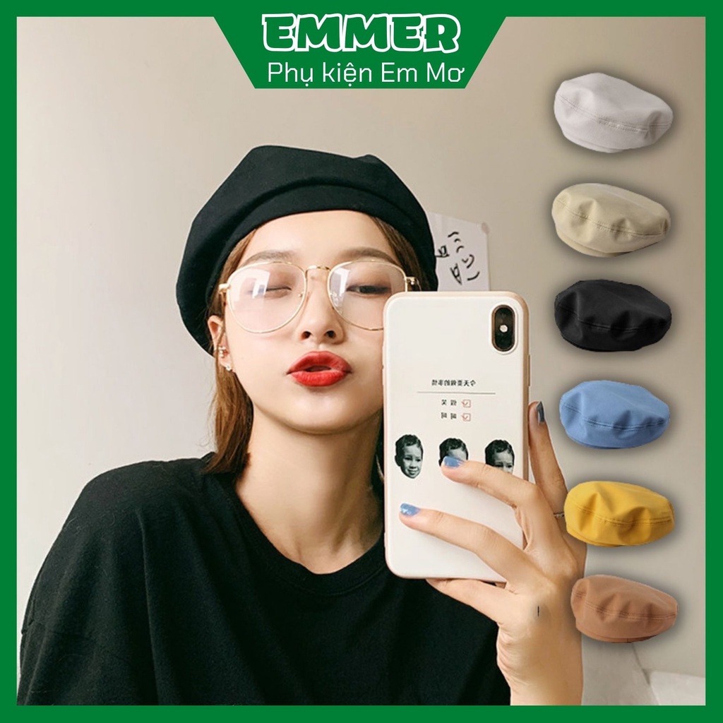 Mũ nồi nữ, nón beret newsboy chất kaki trơn, phong cách tiểu thư ulzzang Hàn Quốc, phụ kiện Emmer