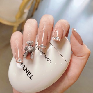 Charm Gấu Đá Cao Cấp Chuyển Động Đính Móng