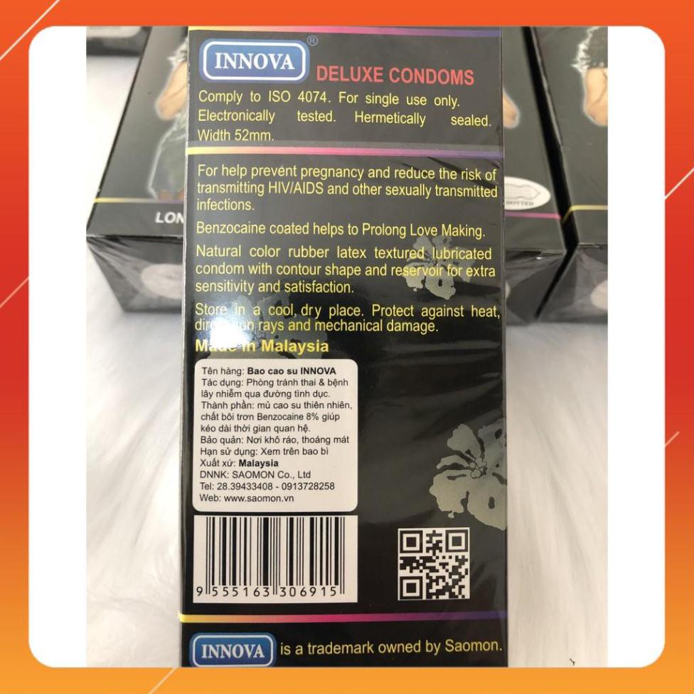 [Hàng Chất Lượng] Combo 2 Hộp Bao cao su Innova Đen + Vàng, siêu gân siêu gai, kéo dài thời gian, 24 cái
