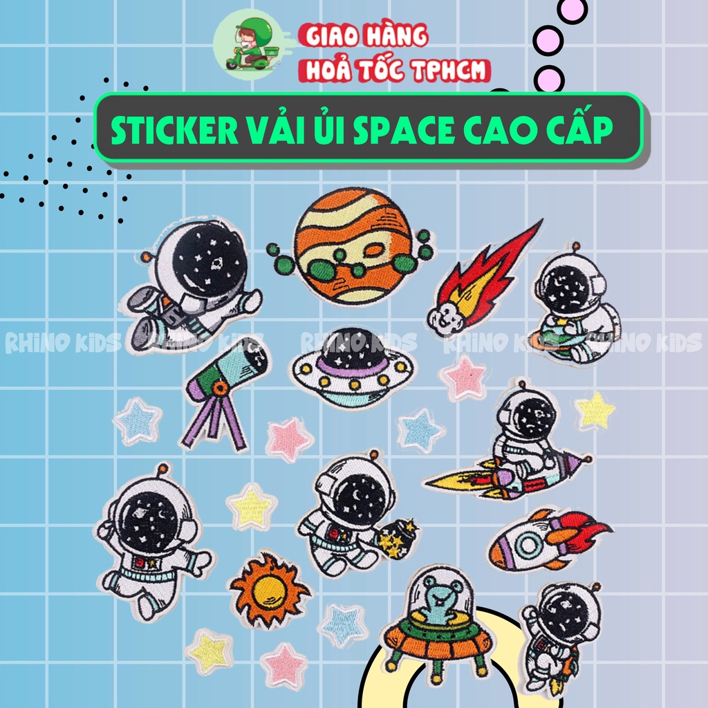Sticker vải hoặc ủi quần áo ,Patch,Logo ủi nhiệt, hình ép nhiệt chủ đề VŨ TRỤ SPACE sáng tạo thiết kế quần áo