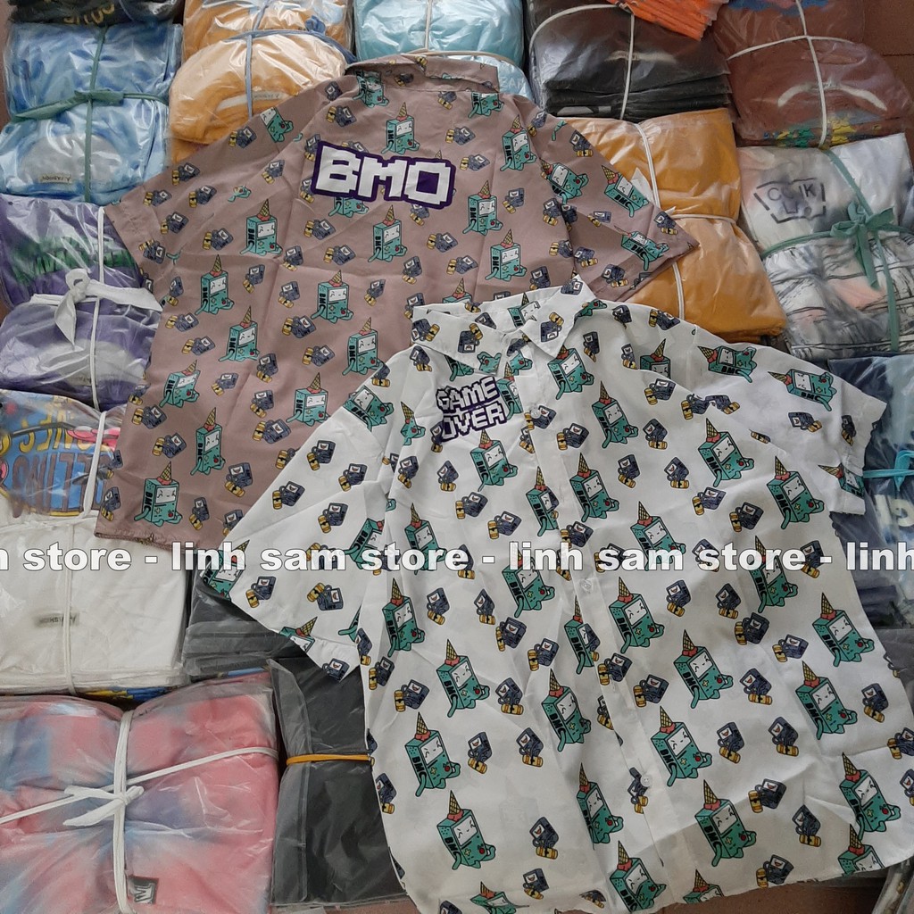 Áo SƠ MI NỮ form rộng in 3D cổ bẻ tay ngắn - lỡ dáng ulzzang freesize unisex mặc cặp, nhóm, in chữ GAME OVER BMO | BigBuy360 - bigbuy360.vn