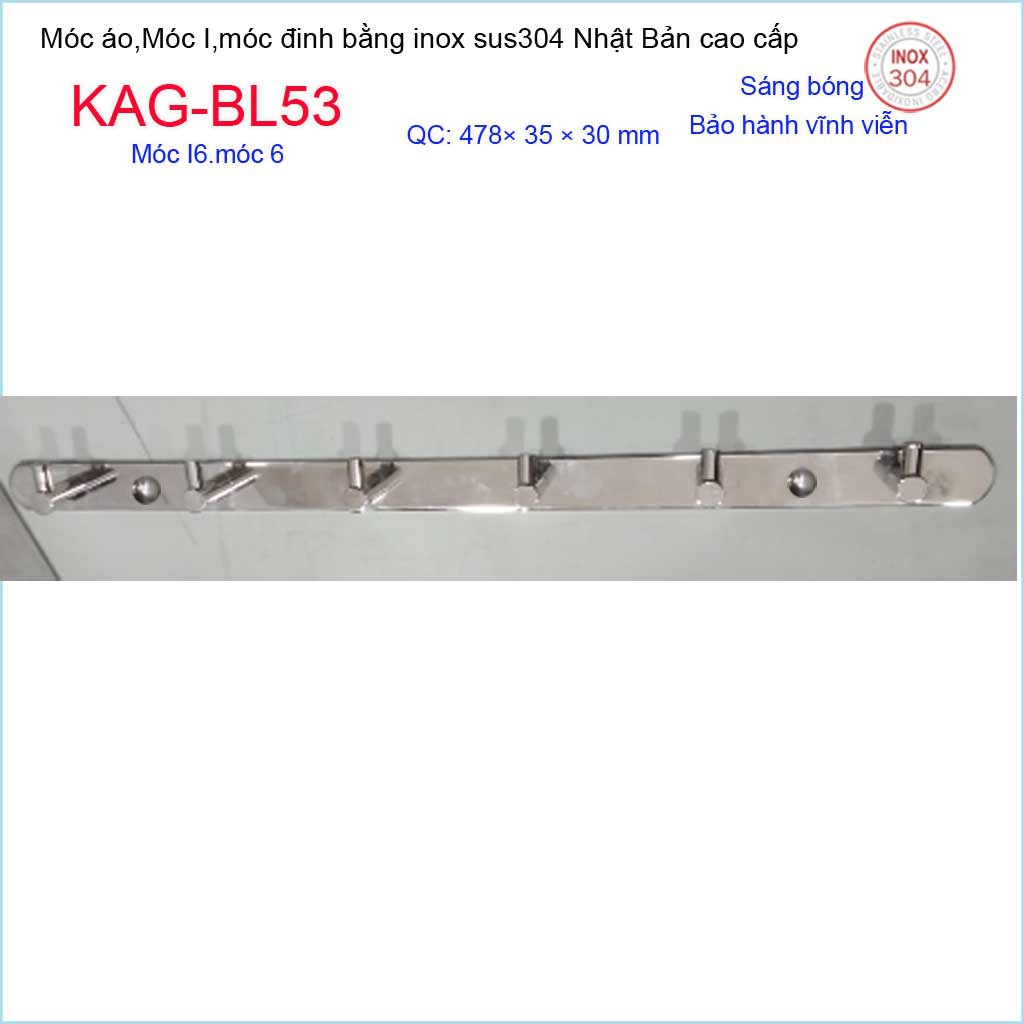 Móc treo đồ phòng tắm, Phụ kiện phòng tắm cao cấp Kace, Móc I6 treo đồ inox 304 Nhật Bản KAG-BL53
