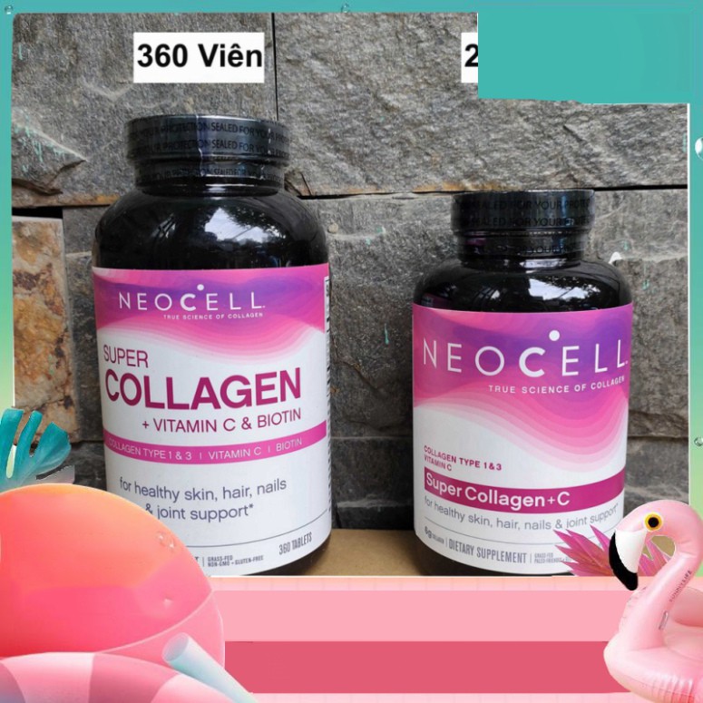 GIẢM  Viên Uống Super Collagen Neocell +C 6000 Mg type 1 - 3 Neocell 360 và 250 viên GIẢM
