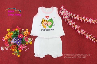 Bộ bé gái sát nách 100% cotton (4-15kg)