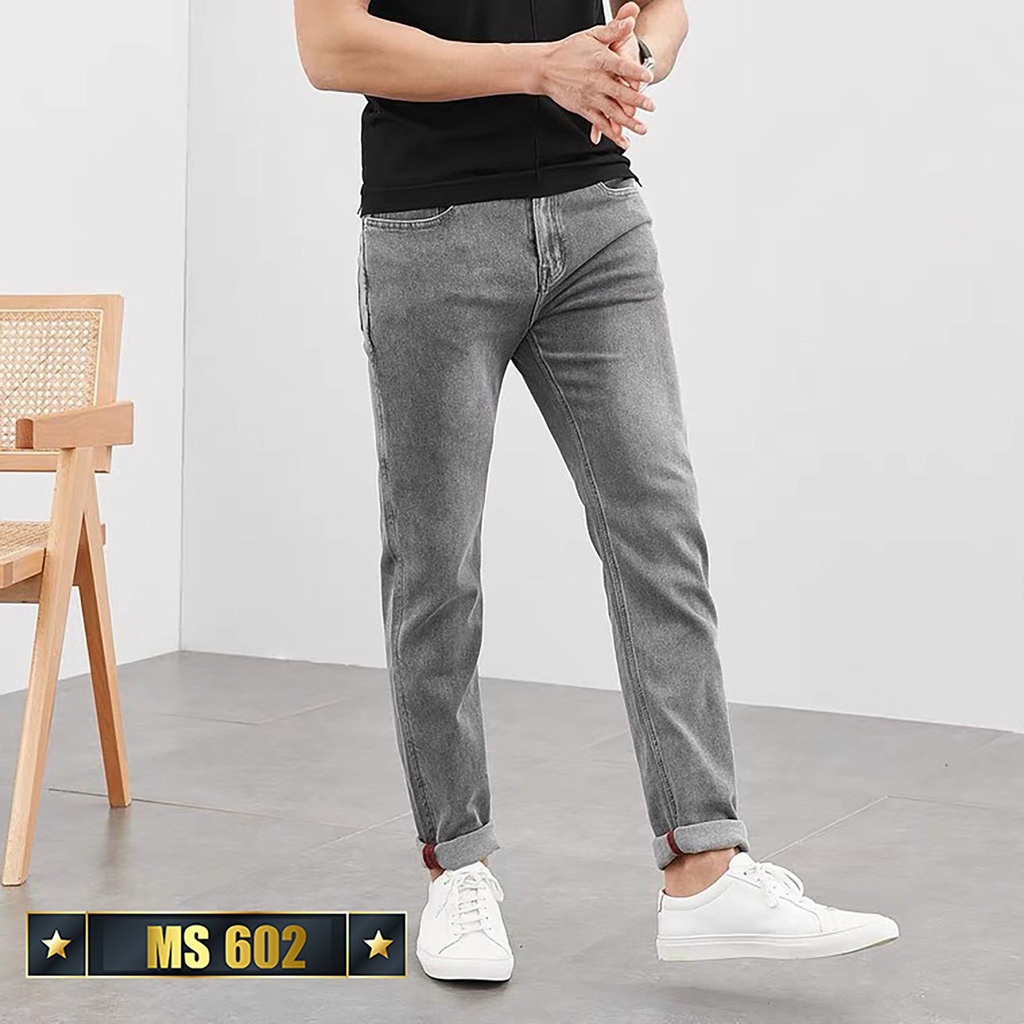 Quần jean nam xám trơn cao cấp-chất bò co dãn 4 chiều-from chuẫn thời trang Lady-Hn Store88 q24