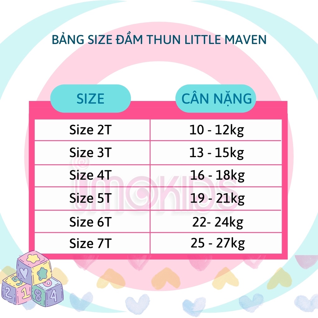 Đầm thun bé gái Little Maven 10-27kg Váy trẻ em mùa hè chất cotton nhiều mẫu đẹp xinh dễ thương cho bé 2-7 tuổi