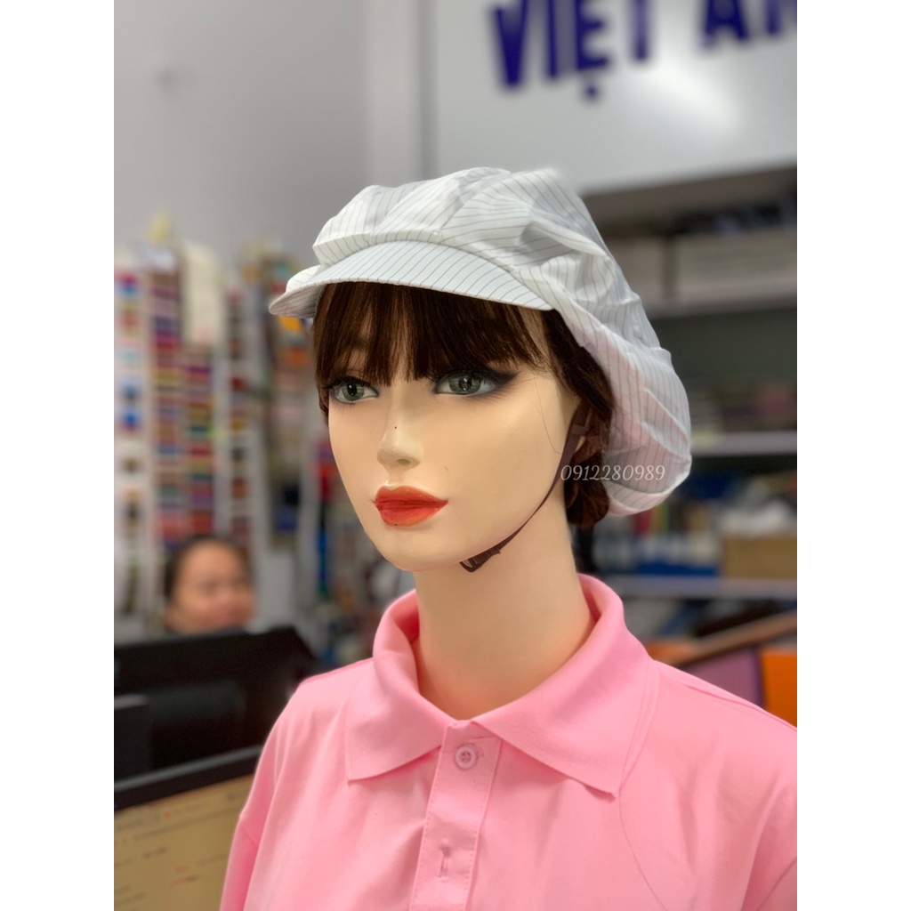 Nón chống tĩnh điện dùng trong ngành điện tử màu trắng _ Hình chụp thật