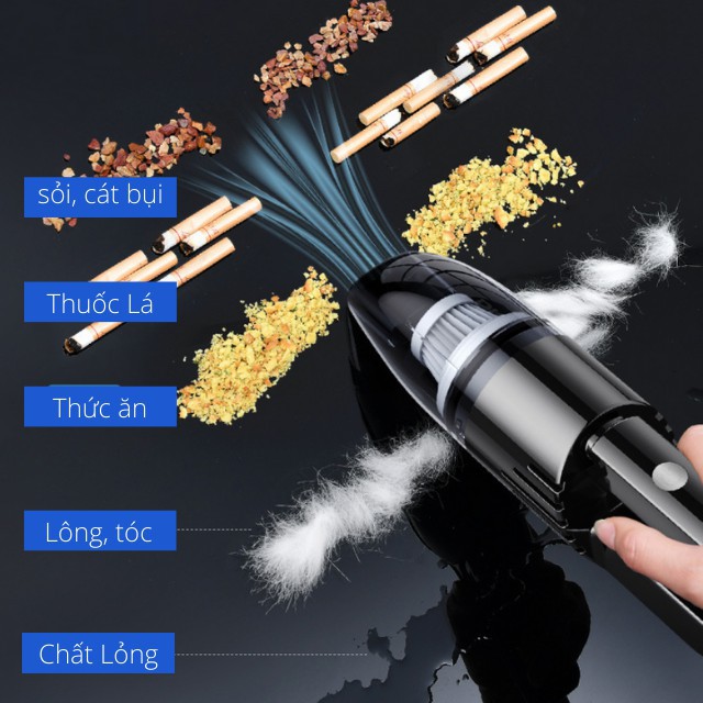 Máy Hút Bụi Mini Cầm Tay Không Dây Có Đèn LED cho Ô Tô, Xe Hơi, Gia Đình Elashome HB02 | BigBuy360 - bigbuy360.vn