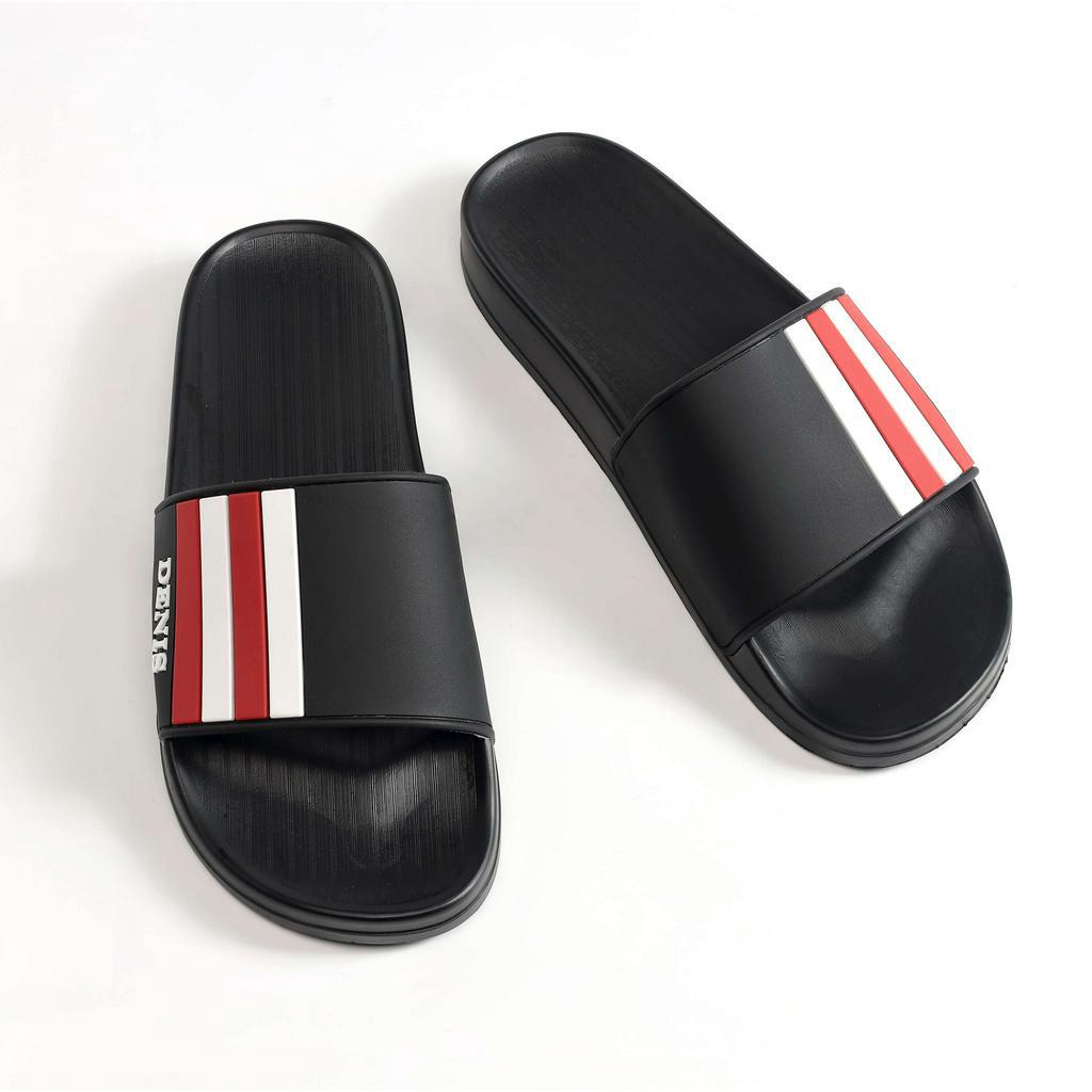 Dép quai ngang nam nữ Denis ST02 Unisex Slipper Đen 3 sọc nam tính  Ngoài trời