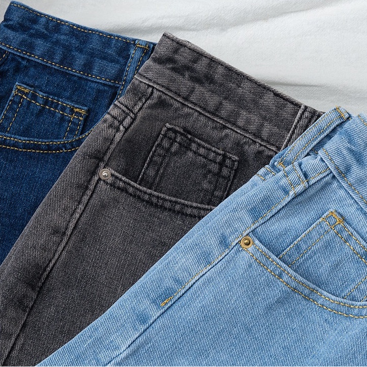 SUXI Quần Short Jeans Lưng Cao Ống Rộng Thời Trang Cho Nữ