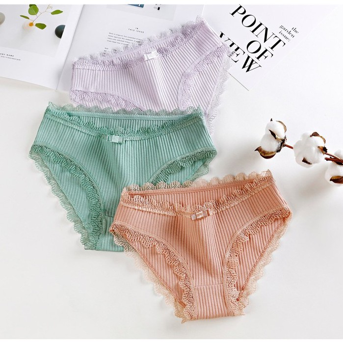 Quần lót nữ cotton sợi tre kháng khuẩn cao cấp viền ren sexy đáng yêu | BigBuy360 - bigbuy360.vn