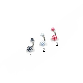 Khuyên rốn 2 đầu nhựa hoạ tiết caro
