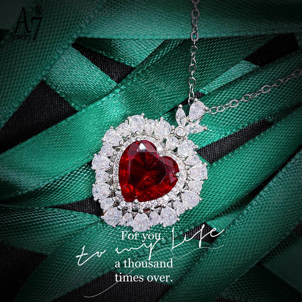 Vòng cổ Mặt Trái Tim Đính Đá A7 Nhiều Màu Sắc