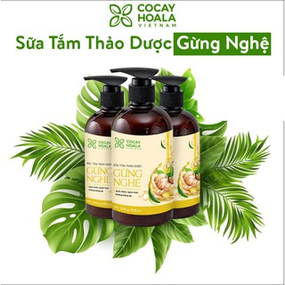 Sữa tắm thảo dược gừng nghệ giữ ấm cơ thể cocayhoala 300g