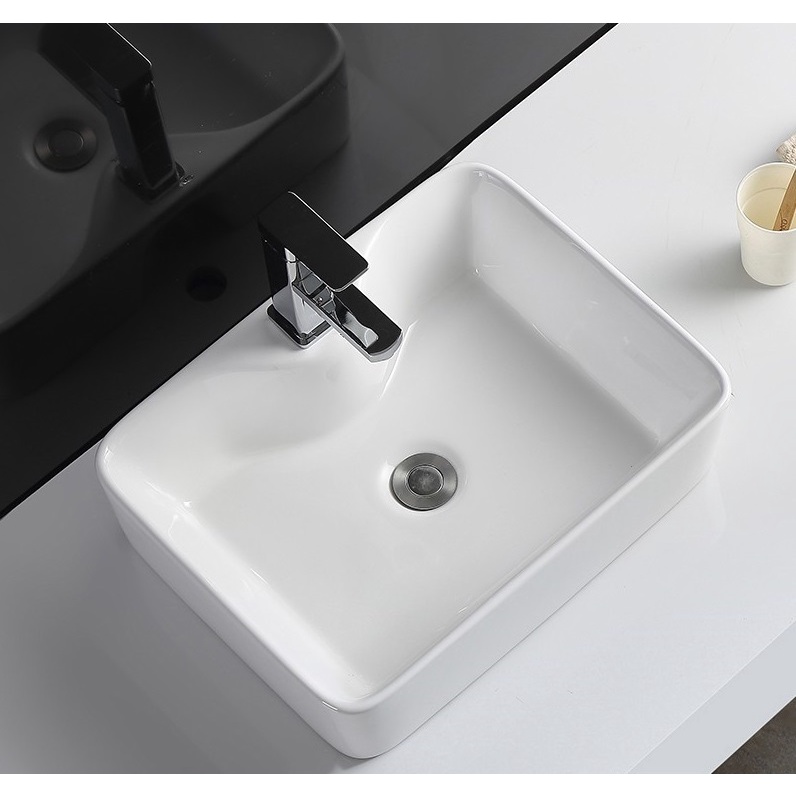 Chậu rửa mặt - Chậu lavabo bàn đá chữ nhật cao cấp (chưa gồm xifon, vòi)