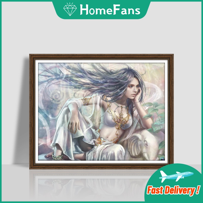 Bộ Tranh Đính Đá 5D Tự Làm 40x50cm Hình Cô Gái Anime Trang Trí Nhà Cửa