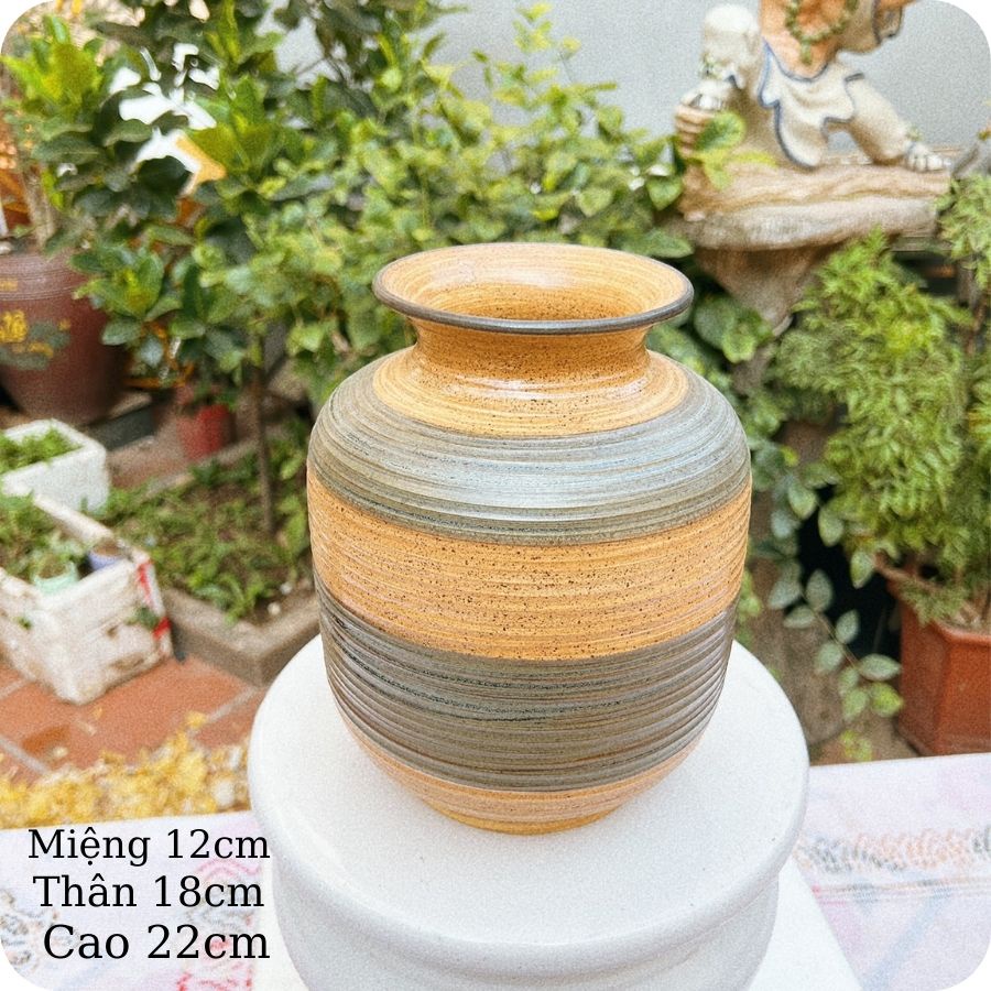 Bình hoa decor ⚱ Gốm Sứ Bát Tràng ⚱ bình gốm cắm hoa trang trí men khô GOMPHUQUY TT06