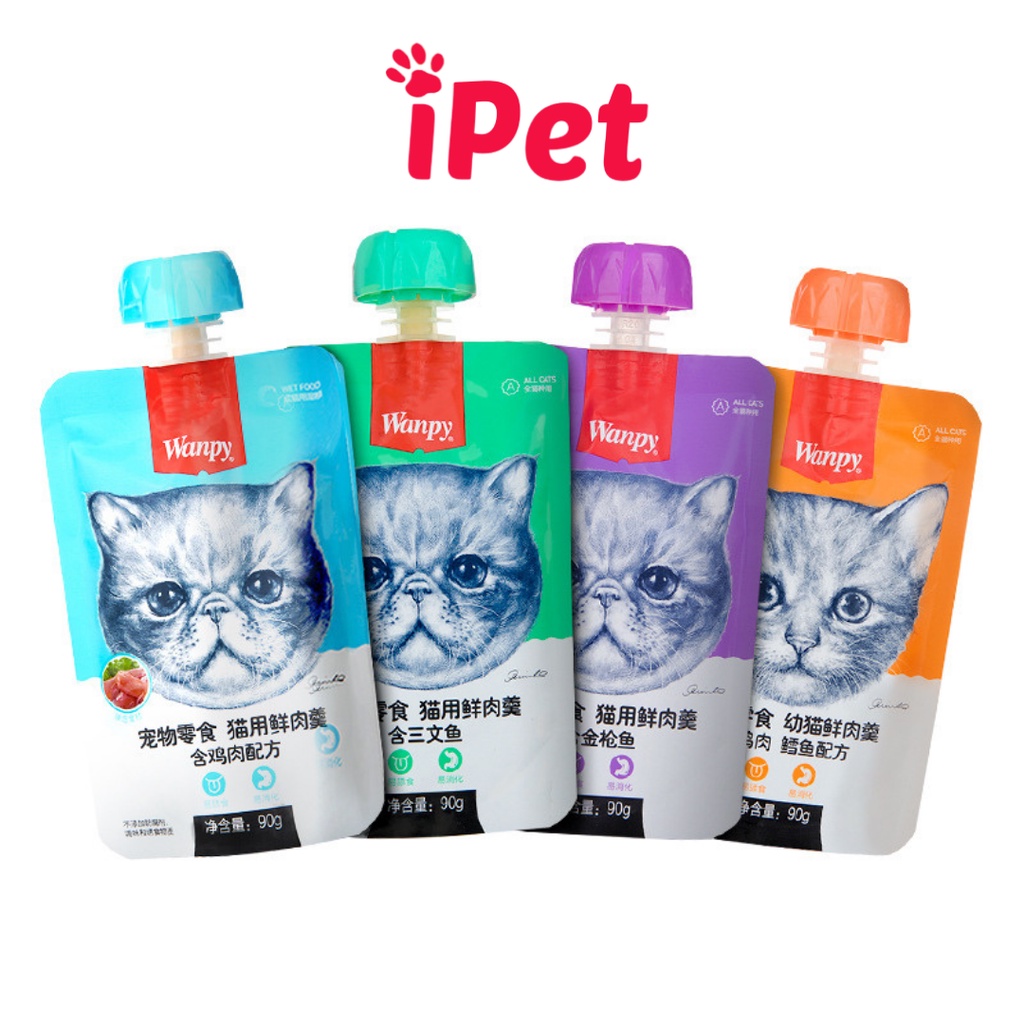 Súp thưởng WANPY nắp vặn 90g - Pate dạng soup cho mèo - iPet Shop