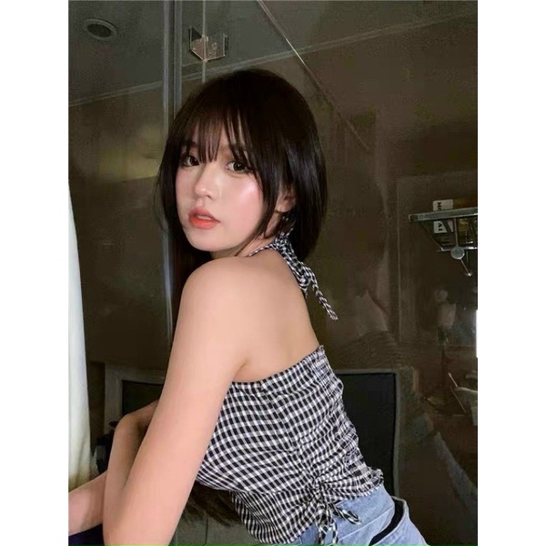 [Ảnh Thật] ÁO YẾM CARO RÚT DÂY 2 BÊN EO SẴN MÚT NGỰC CHIZISHOP SIÊU ĐÁNG YÊU CRT95