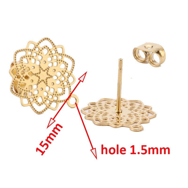 Stainless-Steel Post S-Components Gold Earring Making Hypoallerginic 40pcs/Lot for Stud-Loop