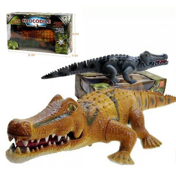 ►☍Đồ Chơi Cá sấu CROCODILE trẻ em chạy pin, mô hình thật có phát ra nhạc như giống 2020( loại lớn 50 x 17 9