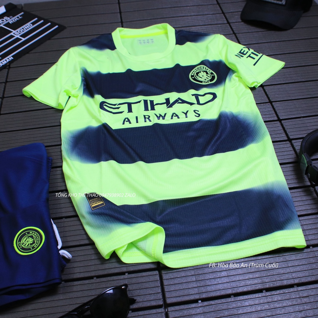Bộ quần áo đá banh CLB ManCity màu xanh chuối  mùa 22/23 hàng cao cấp