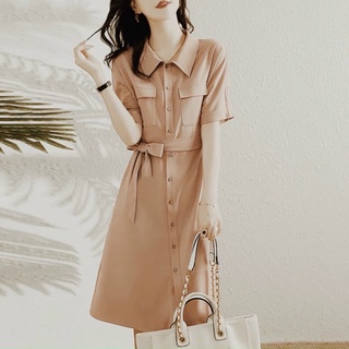 Đầm sơ mi kem túi hộp (kèm hình thật)