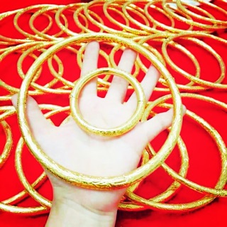 Bộ trang sức cưới [kiềng cổ và vòng tay] khắc rồng phụng mạ vàng 24