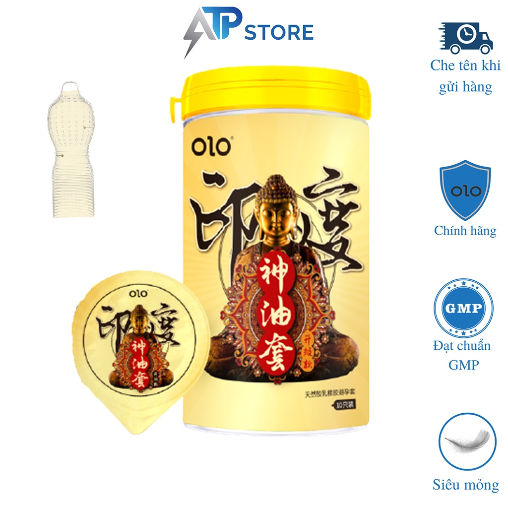 Bao cao su OLO dầu thần ấn độ (gân gai) băng và lửa, gel bôi trơn gốc nước nhiều - Hộp 10 Cái