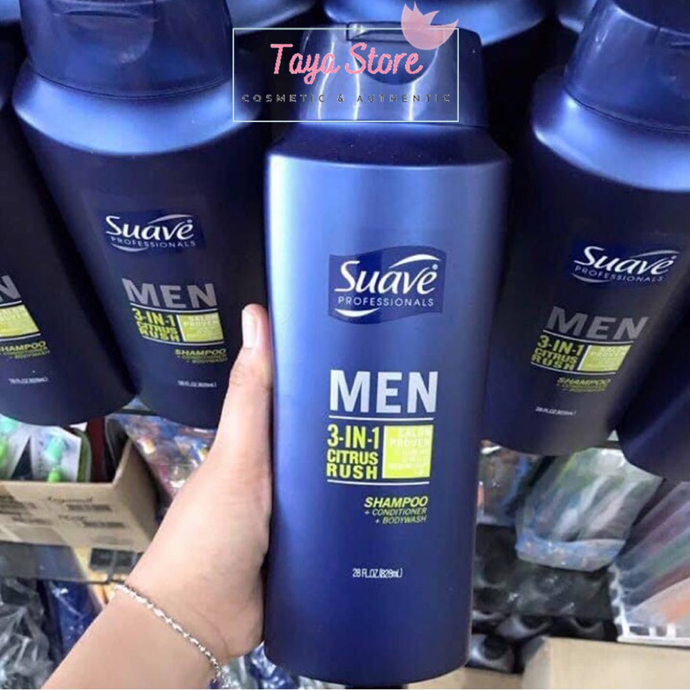 Sữa tắm nam và gội xả Suave Men 3in1 828ml USA