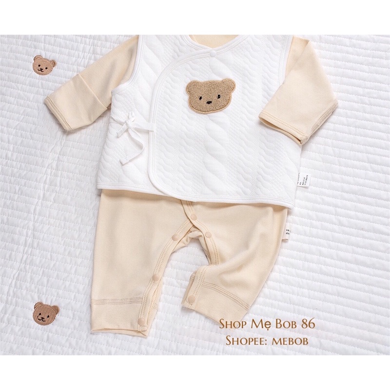 Áo Gile cotton trần bông cao cấp thêu gấu Hàn Quốc cho bé [Shop Mẹ Bob 86]