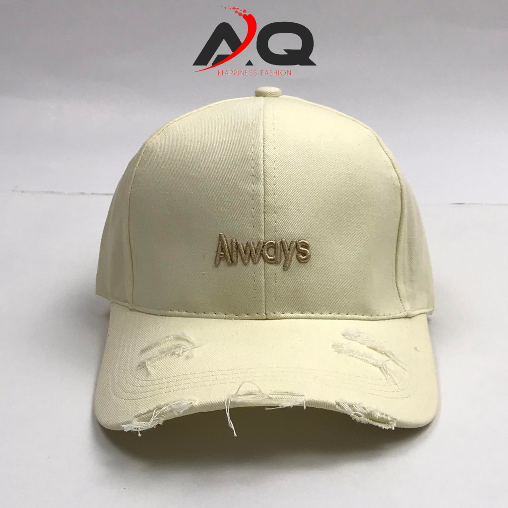 Mũ lưỡi trai Nón kết thêu chữ Always kiểu rách tua chất kaki cao cấp form unisex nam nữ hợp thời trang AQ STORE