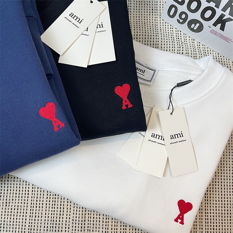 AMI De Coeur Áo nỉ cotton nguyên chất thêu hình trái tim nhỏ thời trang hoang dã cho nam và nữ | BigBuy360 - bigbuy360.vn