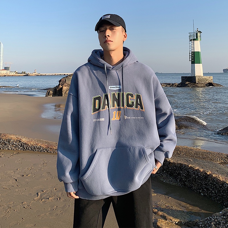 Áo Hoodie Dài Tay Thiết Kế Dáng Rộng Phong Cách Thể Thao Hàn Quốc Thời Trang Mùa Thu Cho Nam