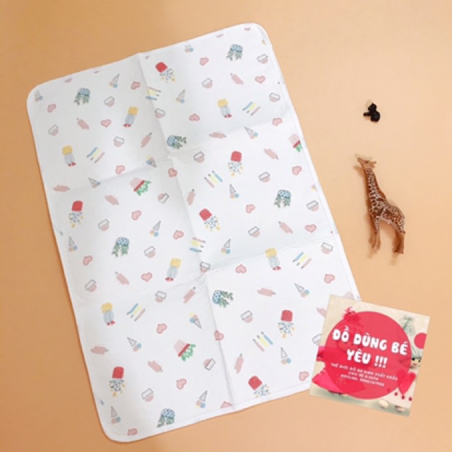 Lót chống thấm 6 lớp sợi tre Organic chất cotton mềm mại, thoáng khí, siêu thấm hút cho bé, tấm lót thay bỉm 50x70cm Ba