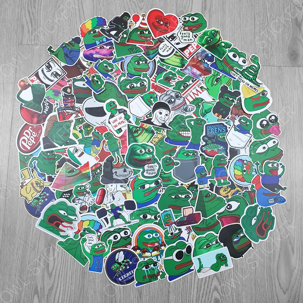 Combo hình dán sticker Pepe Meme Troll siêu hot sticker pvc chống nước cao cấp, không bay màu