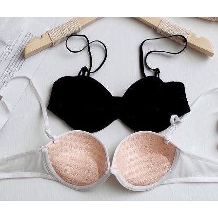 Áo lót nữ Embra trơn phối lưng ren có gọng đệm mỏng hình sao nâng ngực tự nhiên EBALCG30